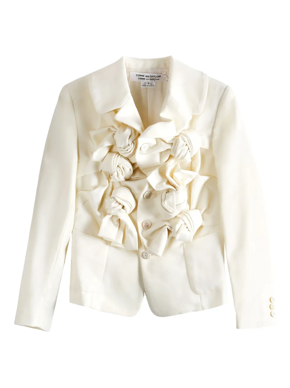 Comme Des Garçons Rose-detail Button Jacket In White