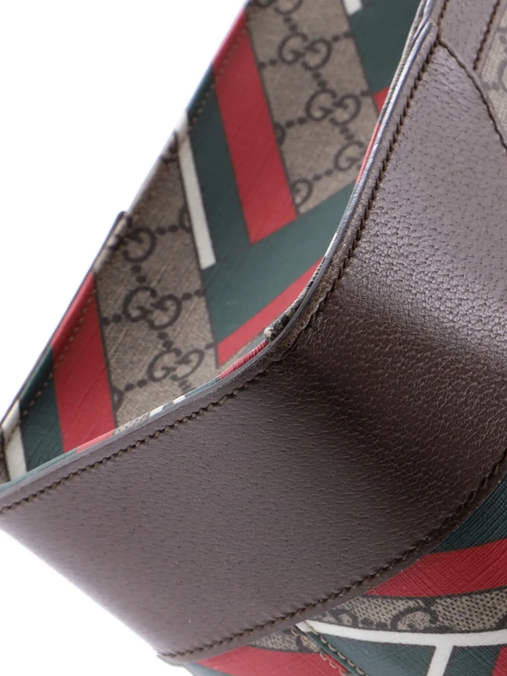 Pre-owned Gucci Web Strap Convertible Printed Gg Coated Canvas Tall Tote Bag