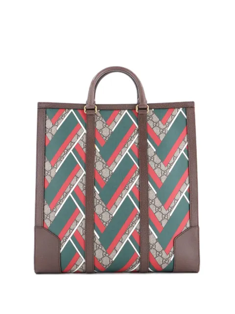 Gucci Pre-Owned Web Strap Convertible Printed GG Coated Canvas Tall tote bag