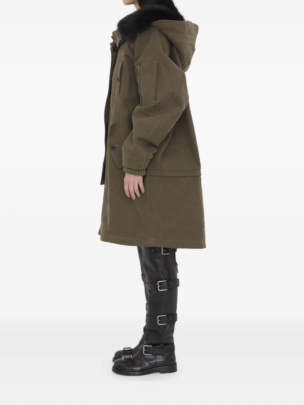 Dolce & Gabbana Fur-trim Padded Coat In Green