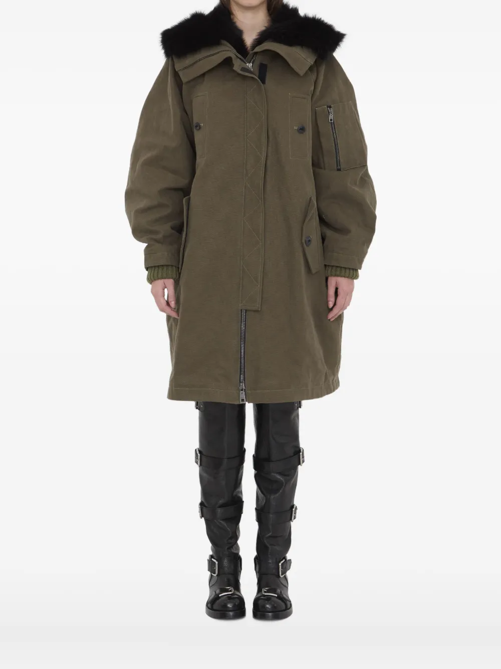 Dolce & Gabbana Fur-trim Padded Coat In Green