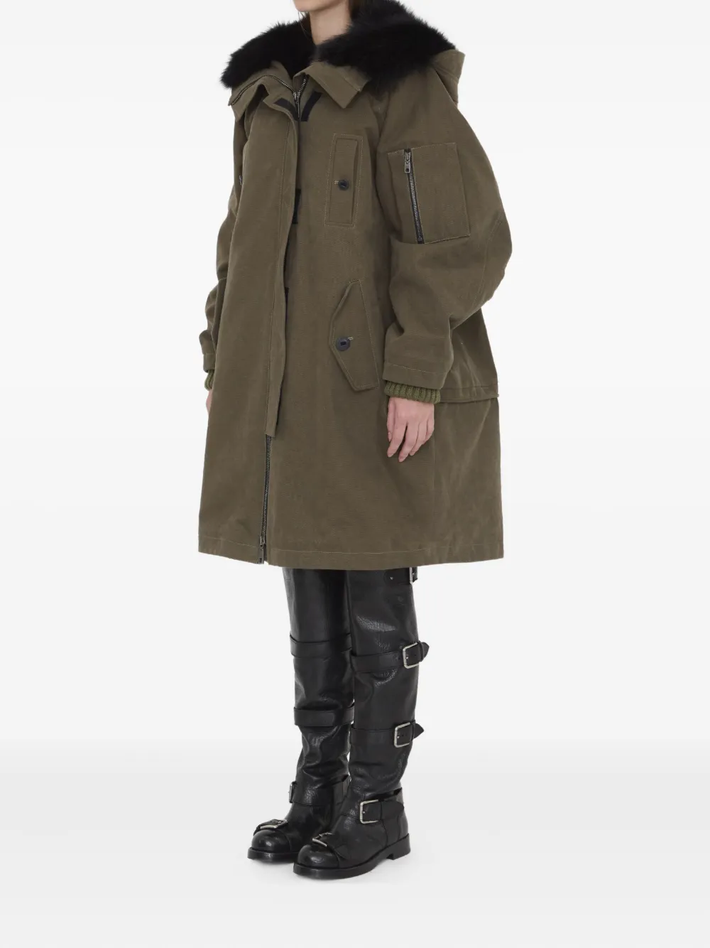 Dolce & Gabbana Fur-trim Padded Coat In Green