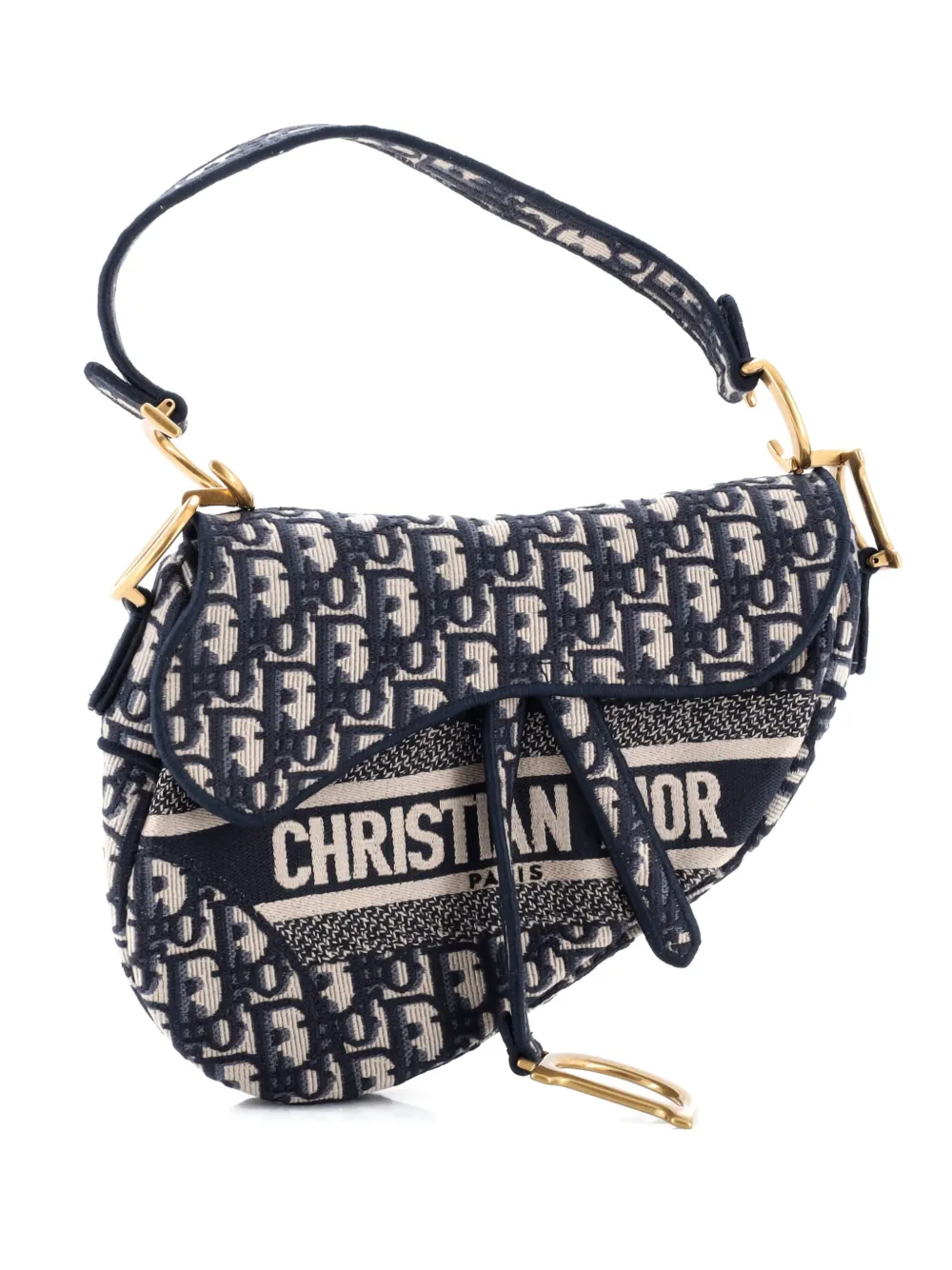 Christian Dior Pre-Owned Saddle Handbag Logo Embroidered Oblique