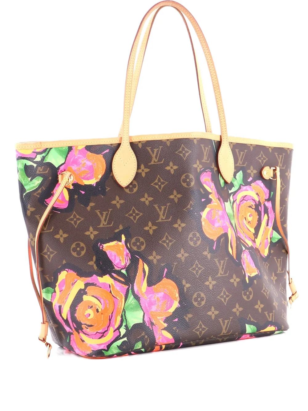Pre-owned Louis Vuitton Neverfull Limited Edition Monogram Roses Mm Tote Bag In Brown