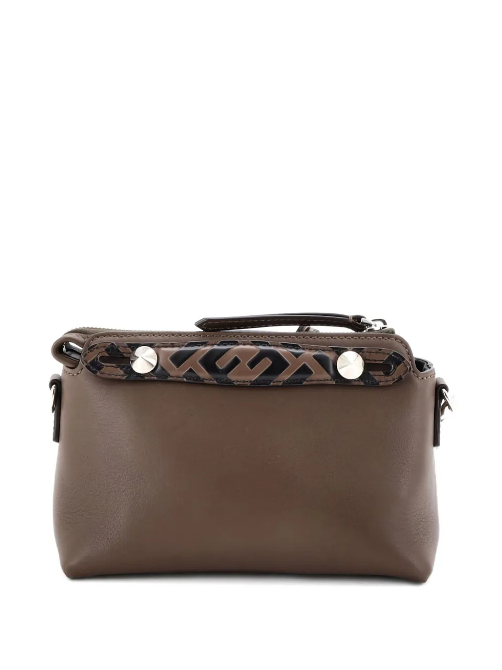 Pre-owned Fendi By The Way Leather With Zucca Embossed Detail Mini Satchel In Brown