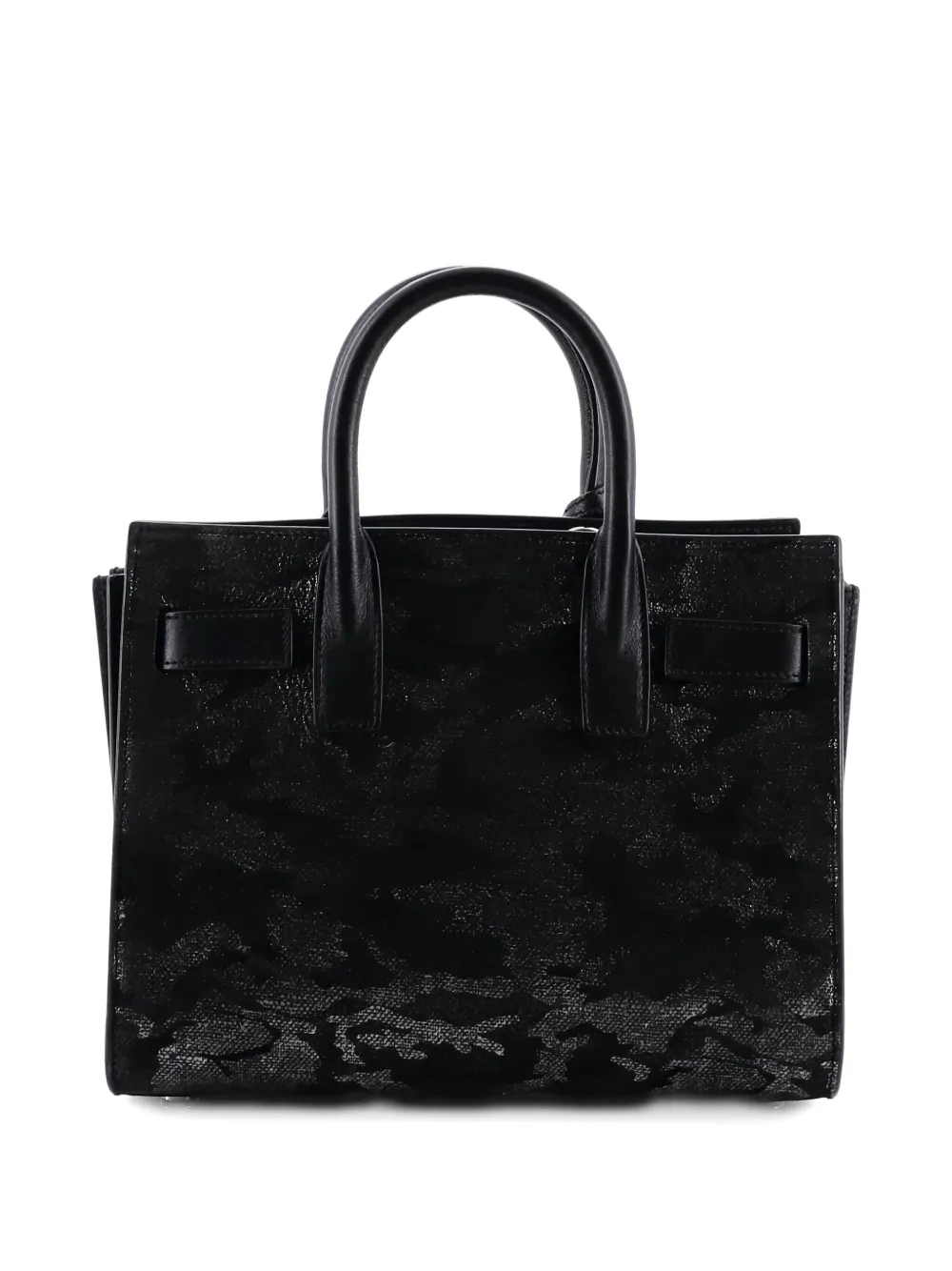 Pre-owned Saint Laurent Sac De Jour Nm Bag Printed Suede And Leather Nano Shoulder Bag In Black