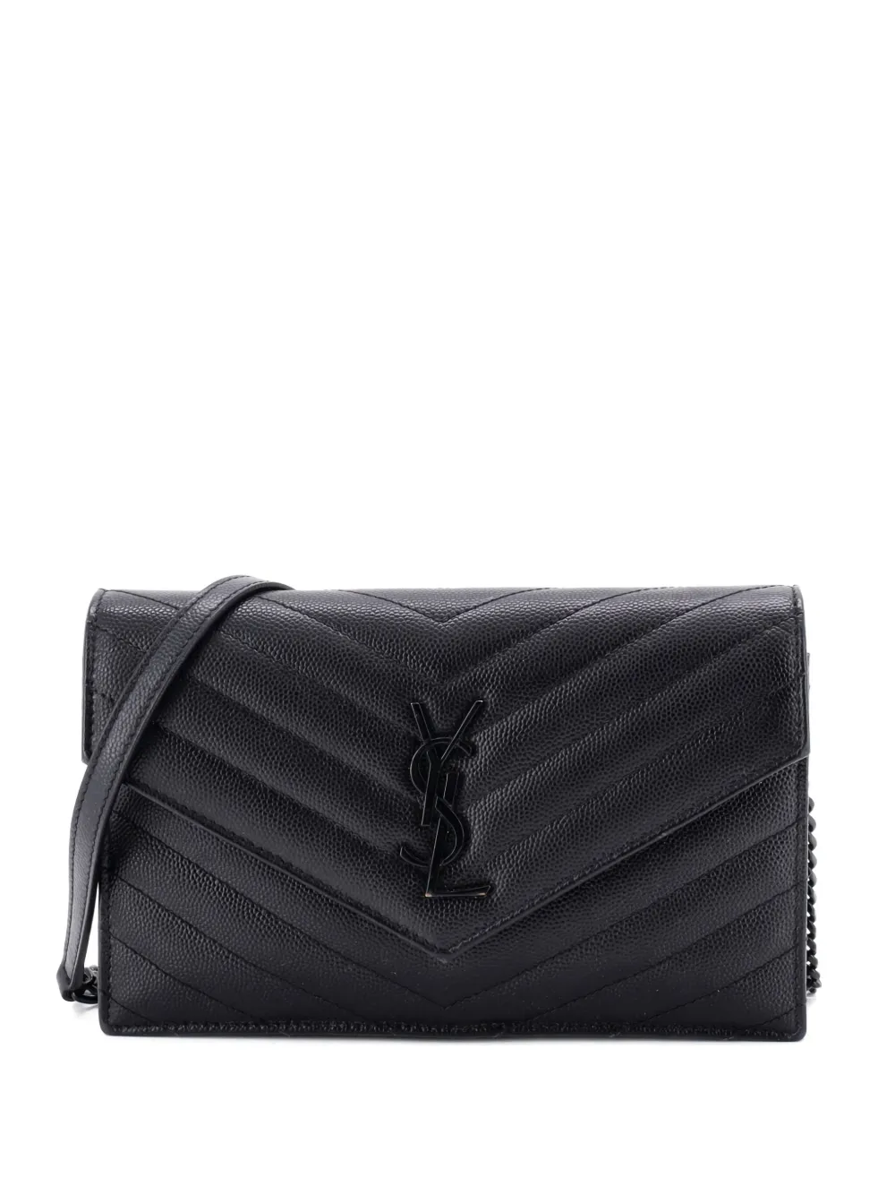 Saint Laurent Pre-Owned Classic Monogram Wallet on Chain Matelasse Chevron Leather Small crossbody bag | negro | Image 1