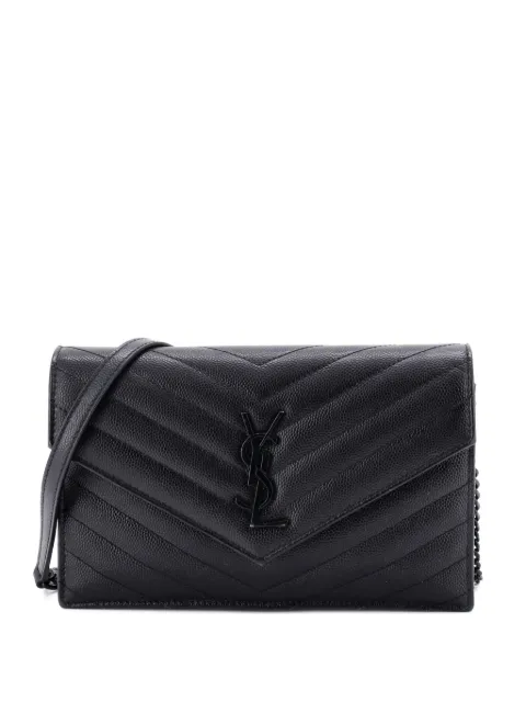 Saint Laurent Pre-Owned Classic Monogram Wallet on Chain Matelasse Chevron Leather Small crossbody bag