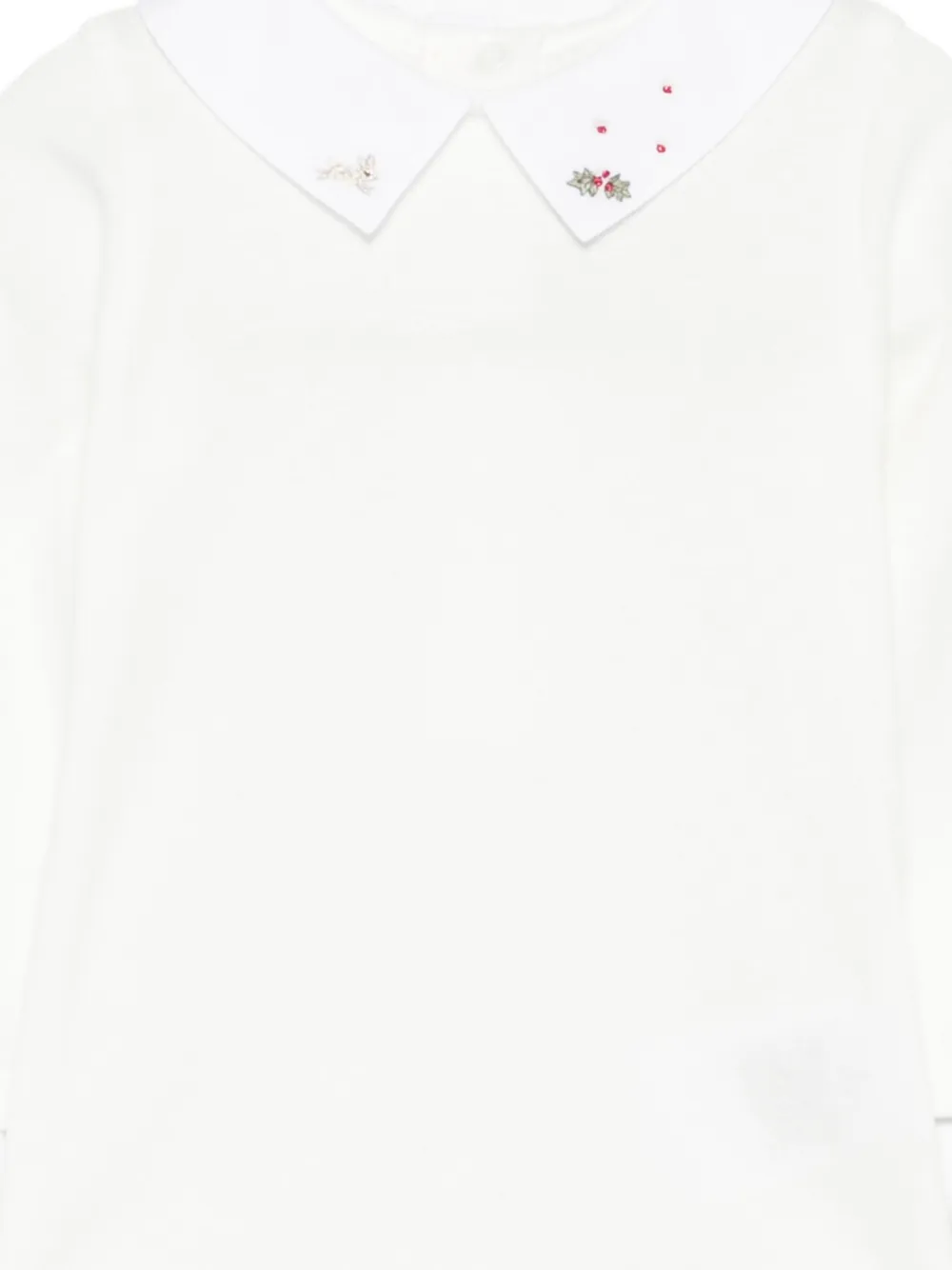 Bonpoint Romper met geborduurd detail en kraag Wit