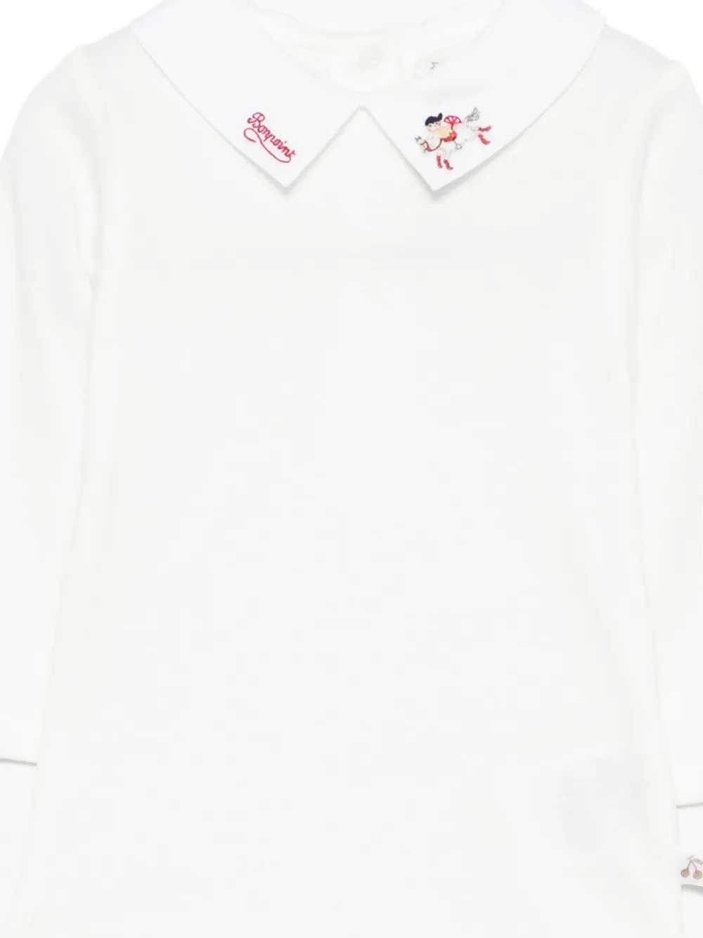 Bonpoint Romper met geborduurd detail en kraag Wit
