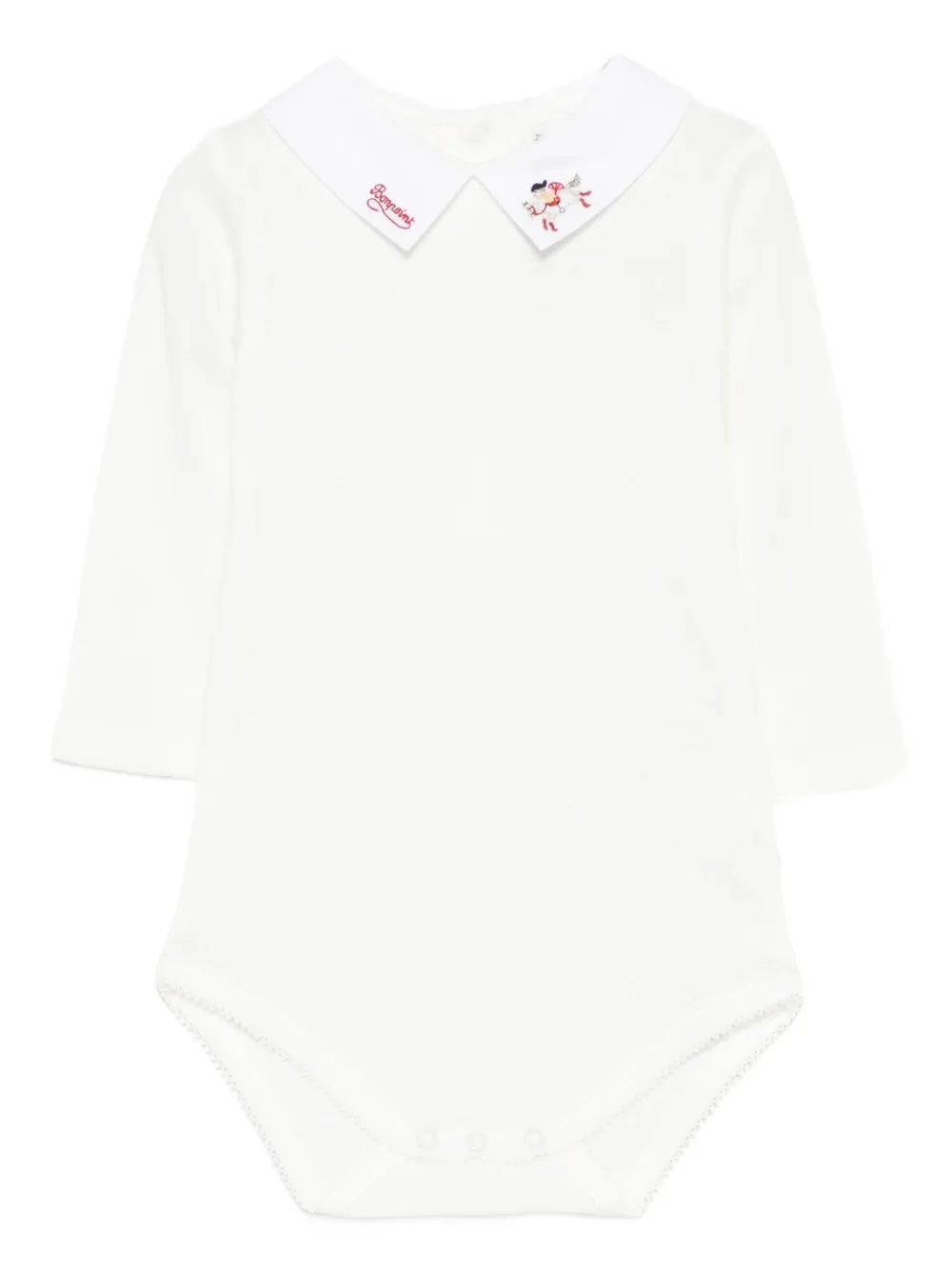 Bonpoint embroidered-detail collared body - Bianco
