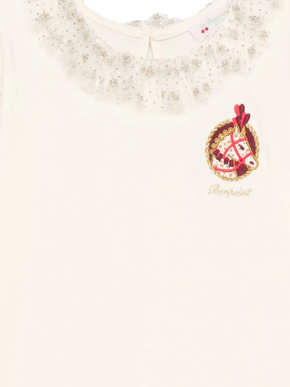 Bonpoint Tidjany kanten top met geborduurd detail Beige