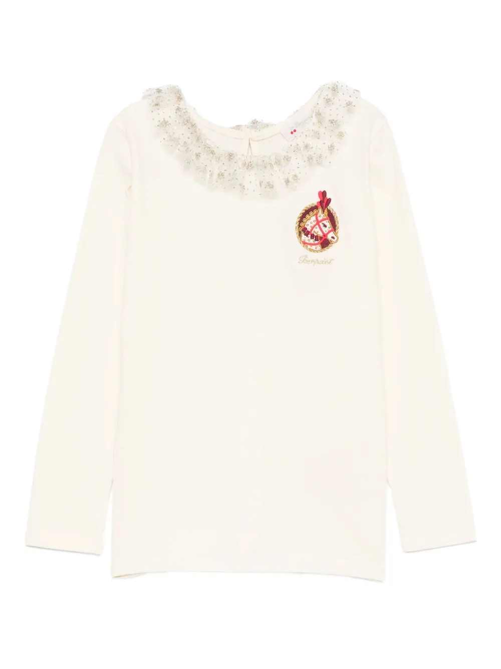 Bonpoint Tidjany embroidered-detail lace top | Neutrals | Image 1