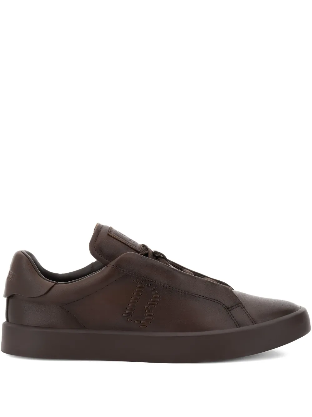 Boggi Milano Essence leren sneakers met geborduurd logo Bruin