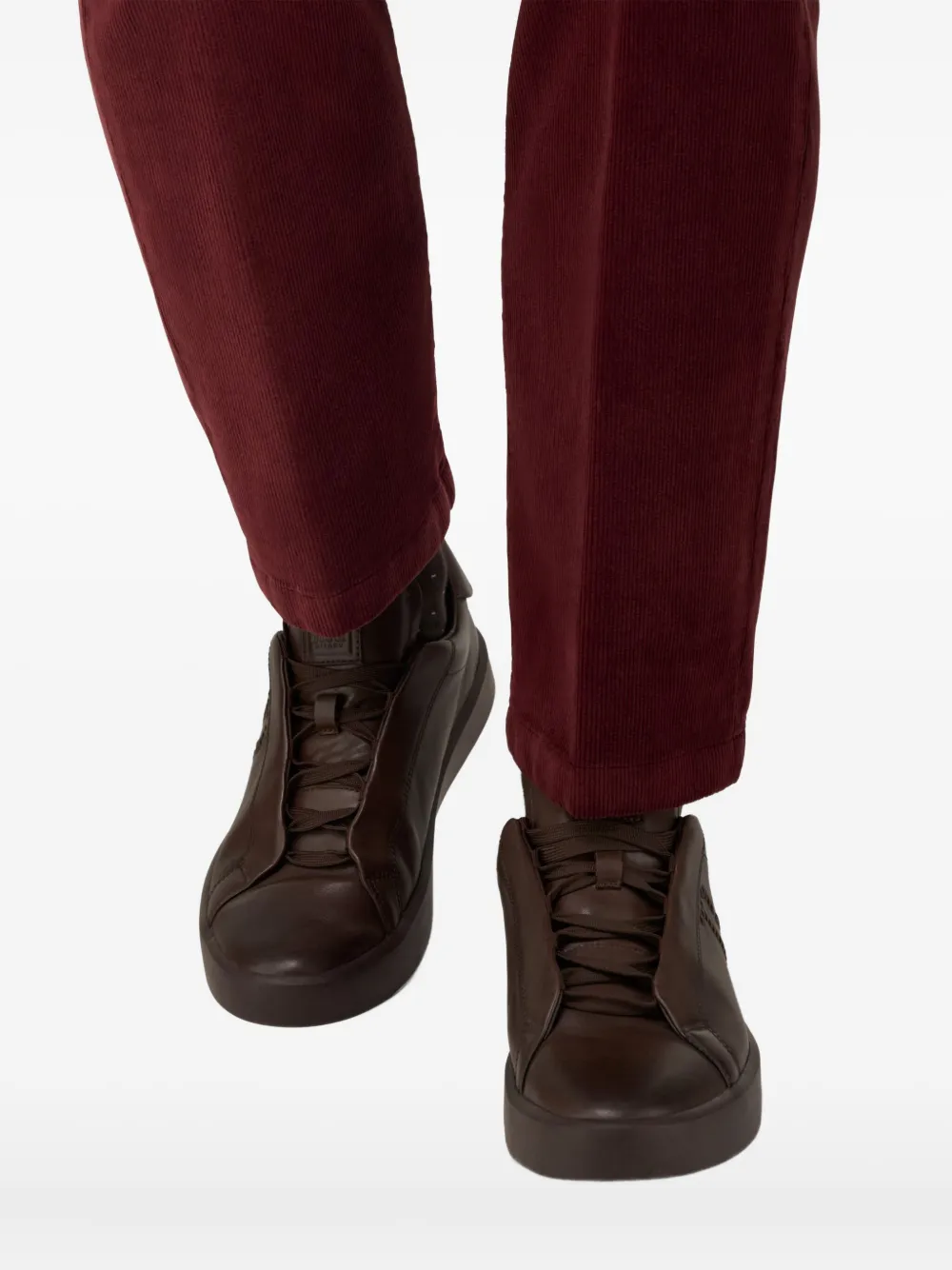 Boggi Milano Essence leren sneakers met geborduurd logo Bruin