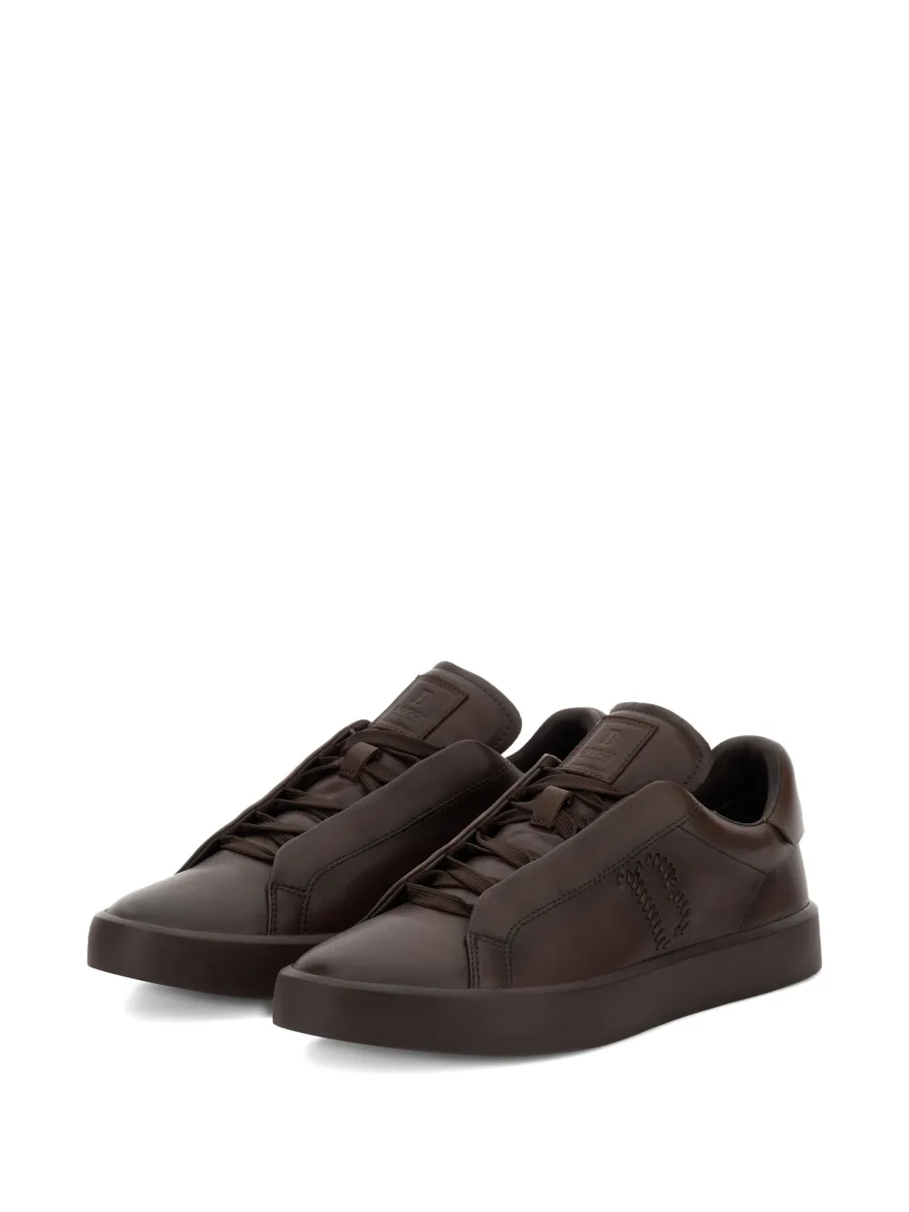 Boggi Milano Essence leren sneakers met geborduurd logo Bruin