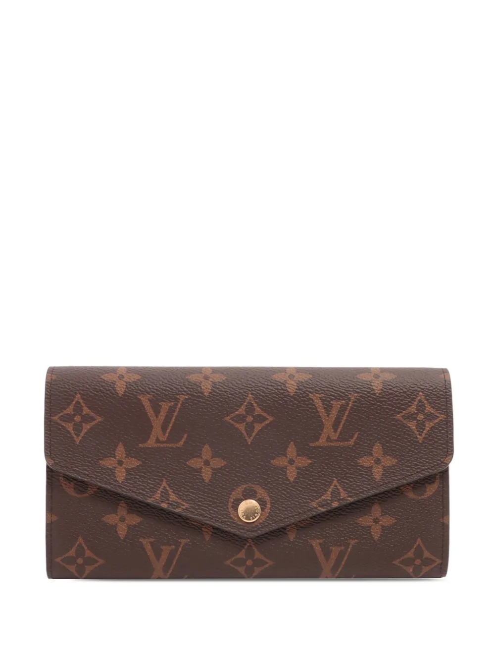 Pre-owned Louis Vuitton 2021-2025 Monogram Portefeuille Sarah Wallet Long Wallets In Brown
