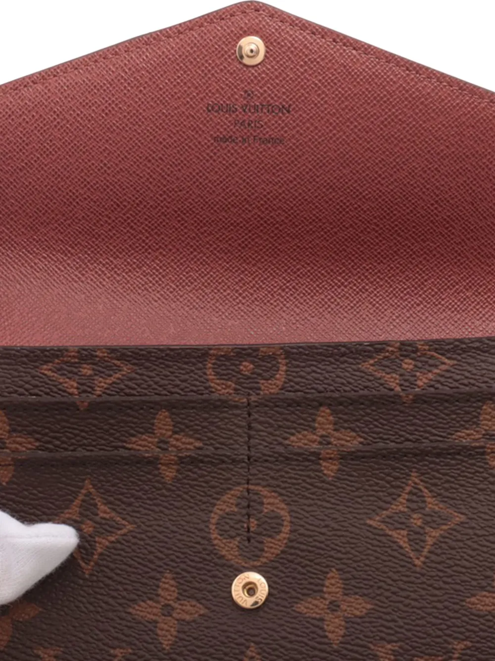 Pre-owned Louis Vuitton 2021-2025 Monogram Portefeuille Sarah Wallet Long Wallets In Brown