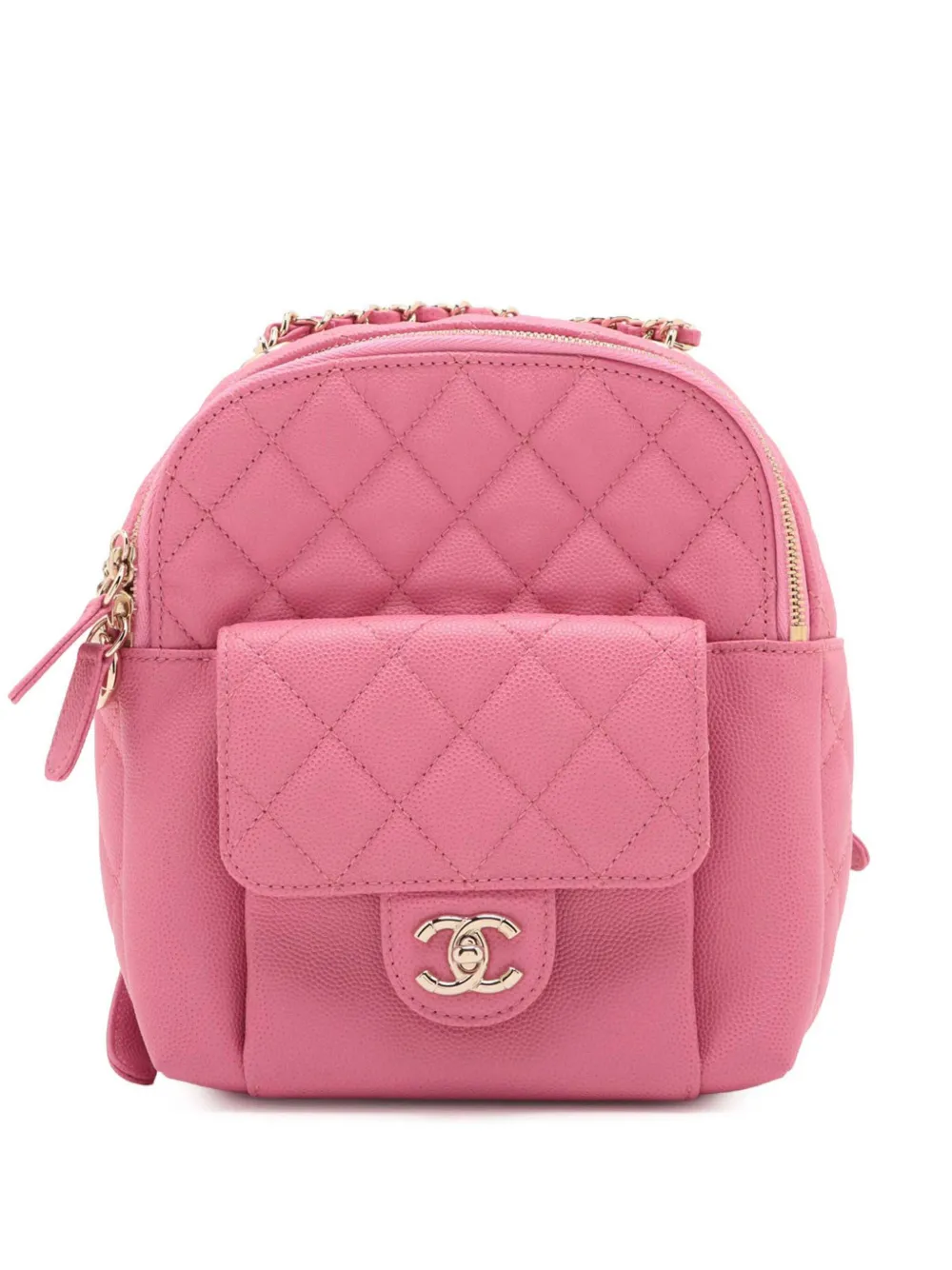 CHANEL Pre-Owned 2019 スモール マトラッセ キャビア ココマーク デイ バックパック - ピンク CHANEL Pre-Owned 2019 スモール マトラッセ キャビア ココマーク デイ バックパック - ピンク