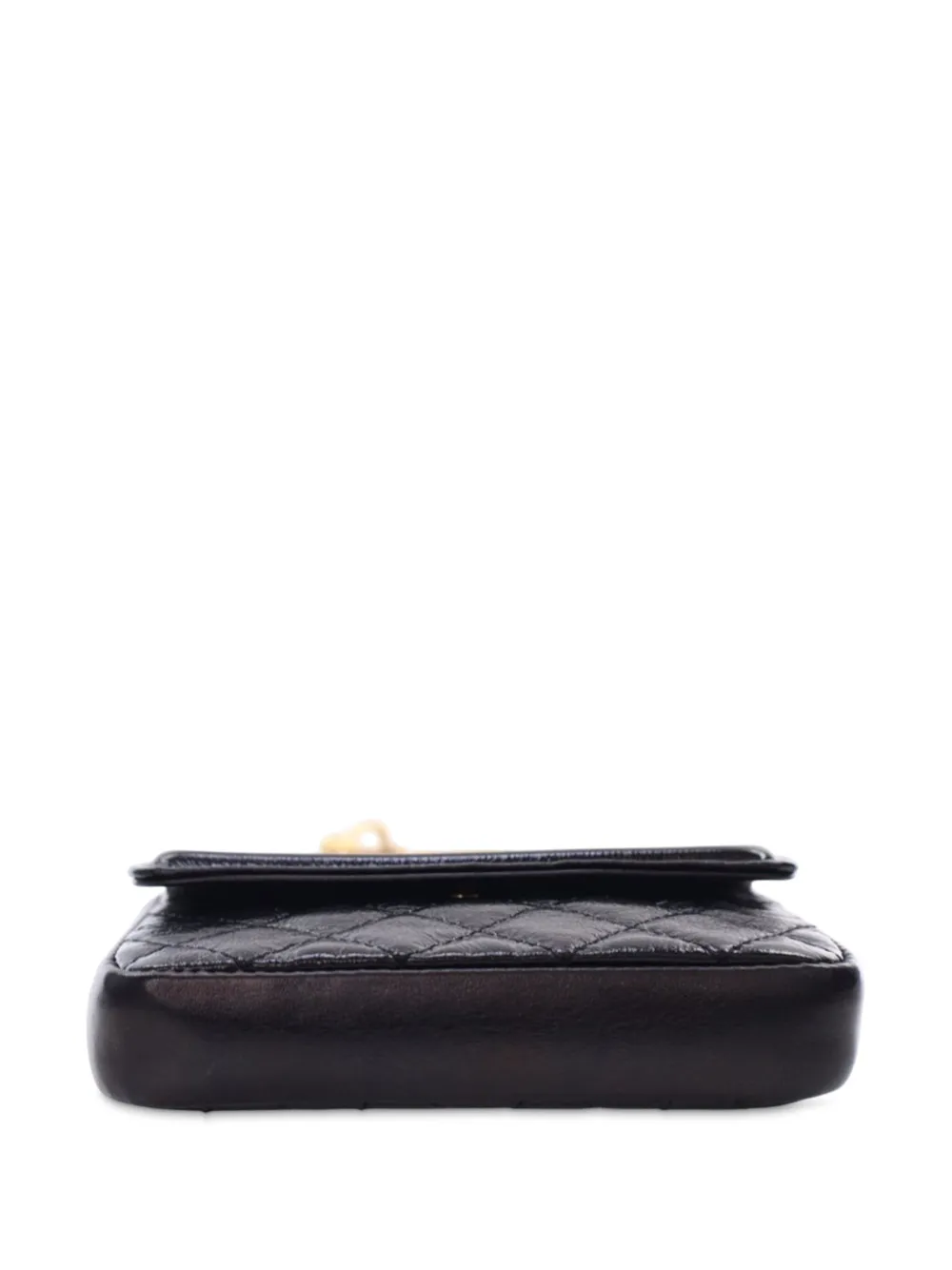 Pre-owned Chanel 2020 Quilted Shiny Aged Calfskin Waist Belt Bag In Black