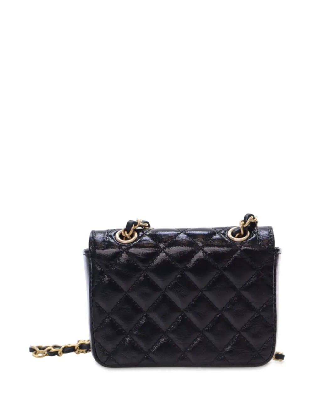 Pre-owned Chanel 2020 Quilted Shiny Aged Calfskin Waist Belt Bag In Black