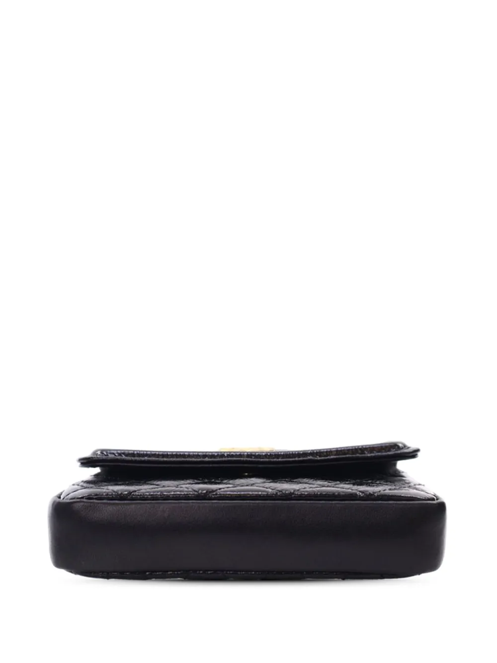 Pre-owned Chanel 2020 Quilted Shiny Aged Calfskin Waist Belt Bag In Black