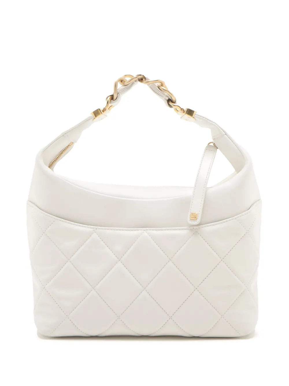 Pre-owned Chanel 2021-2025 Quilted Calfskin Close To Me Hobo Handbag In White