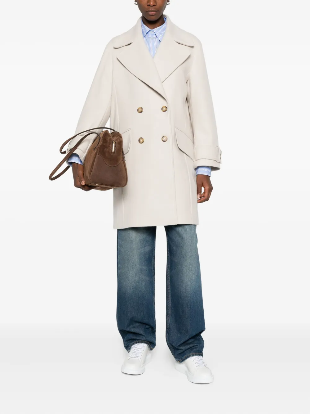 Paul Smith Double-breasted Coat Featuring Flap Pockets In Multi