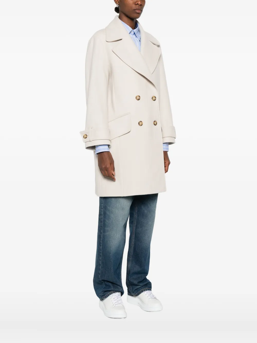Paul Smith Double-breasted Coat Featuring Flap Pockets In Multi