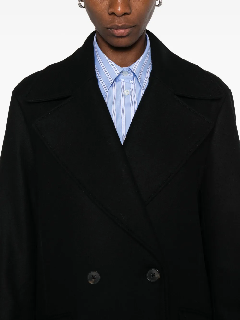 Paul Smith Double-breasted Coat Featuring Flap Pockets In Black