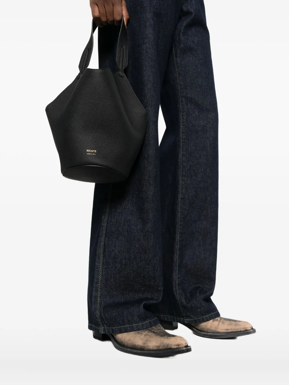 Khaite Lotus Chain Detailed Mini Tote Bag In Black