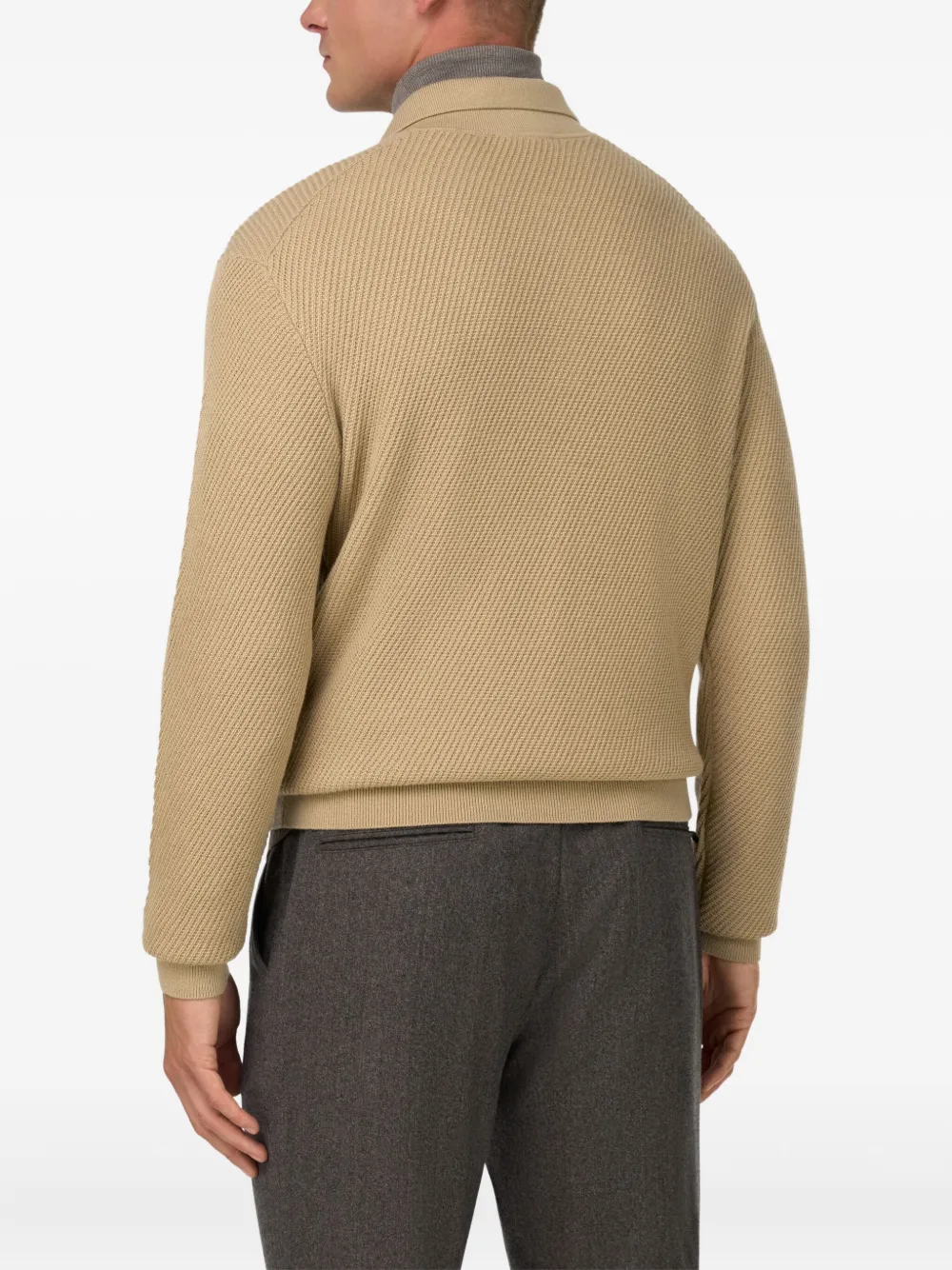 Boggi Milano Ribgebreide trui Beige