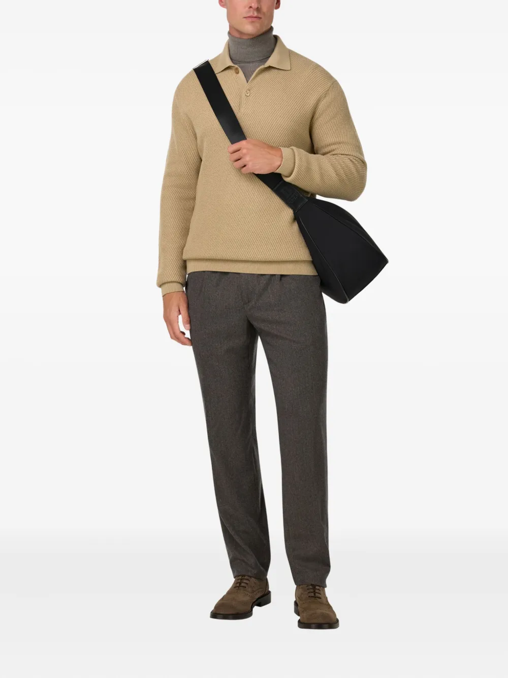 Boggi Milano Ribgebreide trui - Beige