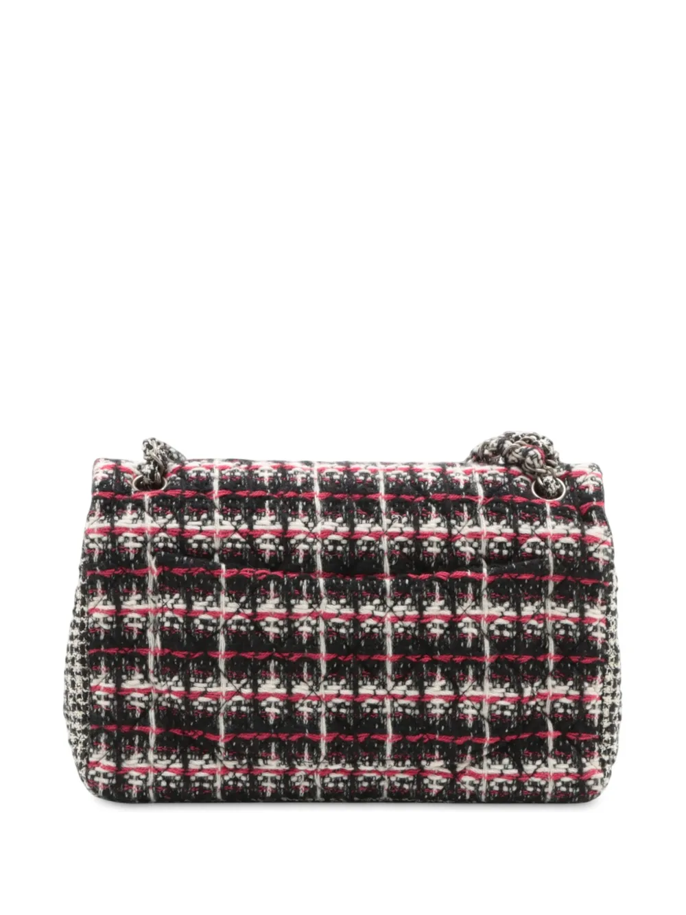 Pre-owned Chanel 2009-2010 Medium Classic Tweed Double Flap Shoulder Bag In Red