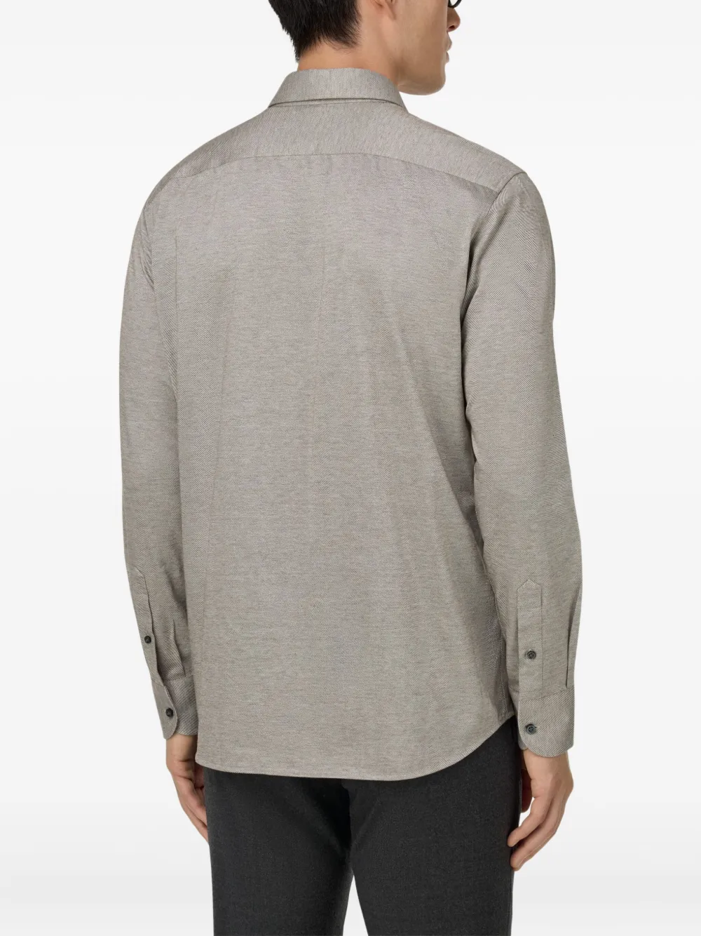 Pointed-Ollar Cotton Shirt