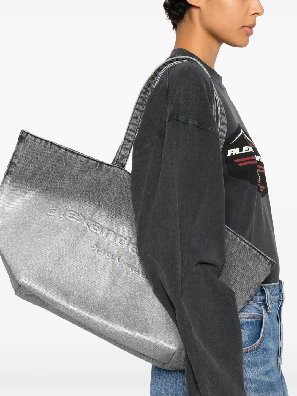 Alexander Wang large Punch embossed tote bag - Grijs