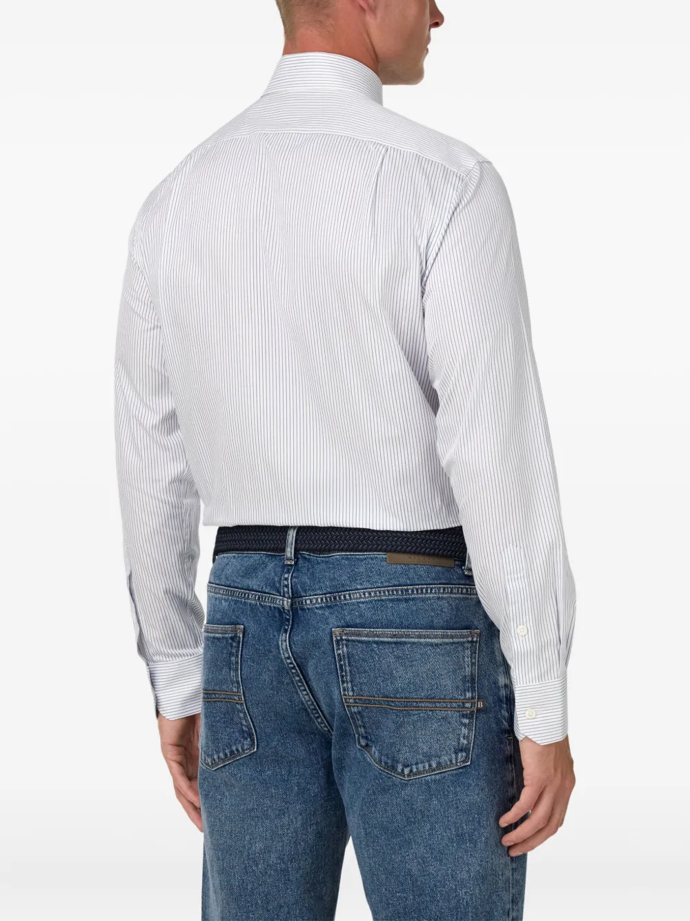 Boggi Milano Gestreept katoenen overhemd Wit
