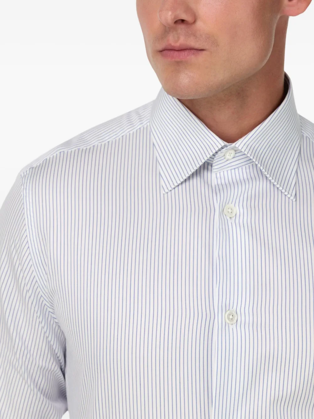 Boggi Milano Gestreept katoenen overhemd Wit