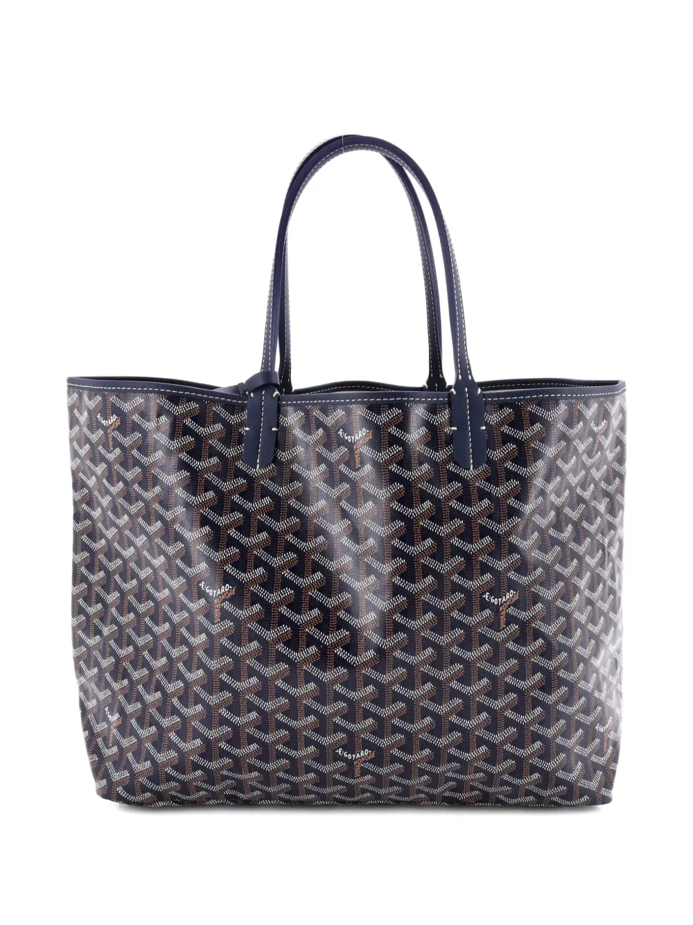 Pre-owned Goyard Saint Louis Coated Canvas Pm Tote Bag In Blue