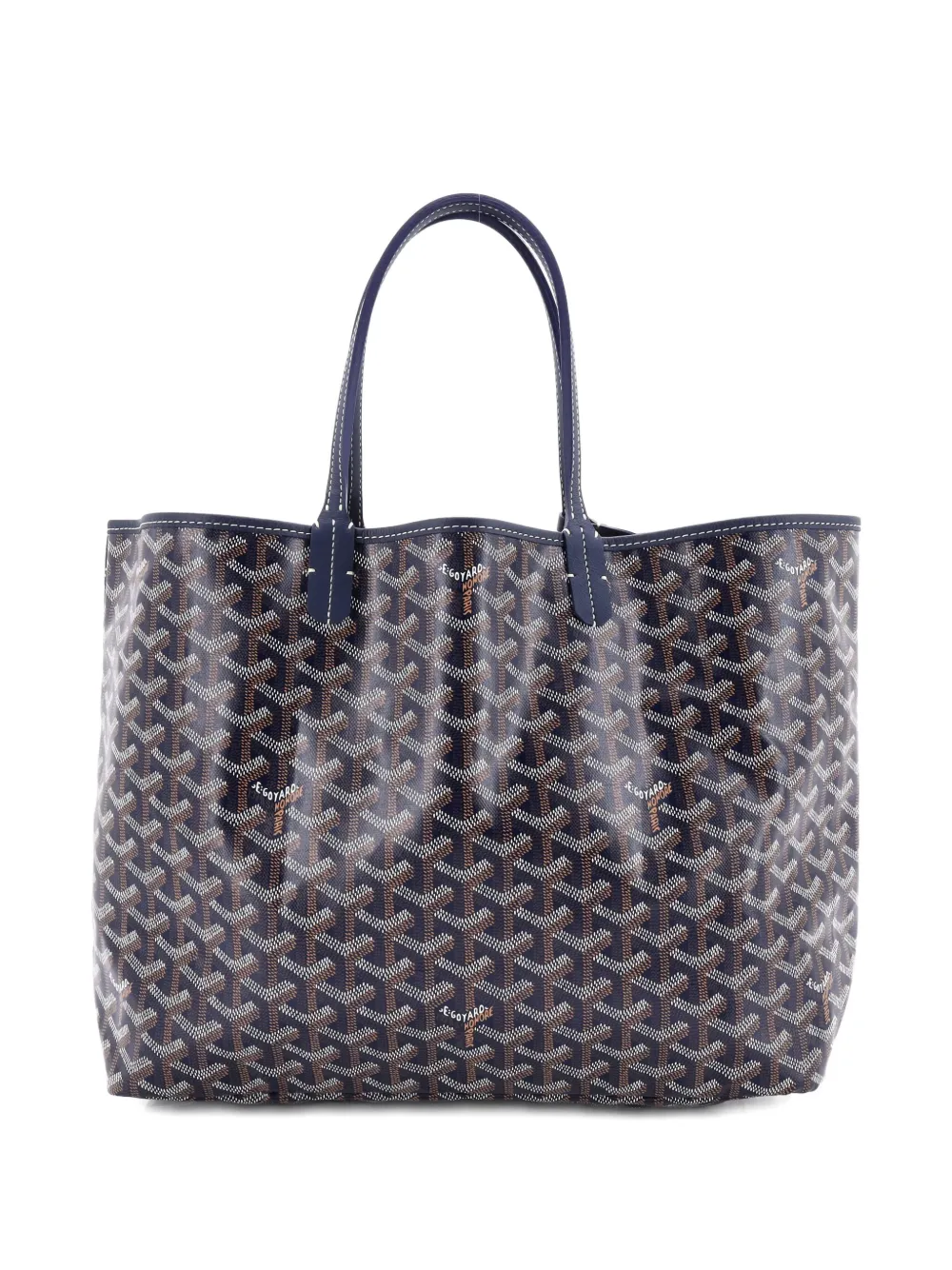 Pre-owned Goyard Saint Louis Coated Canvas Pm Tote Bag In Blue