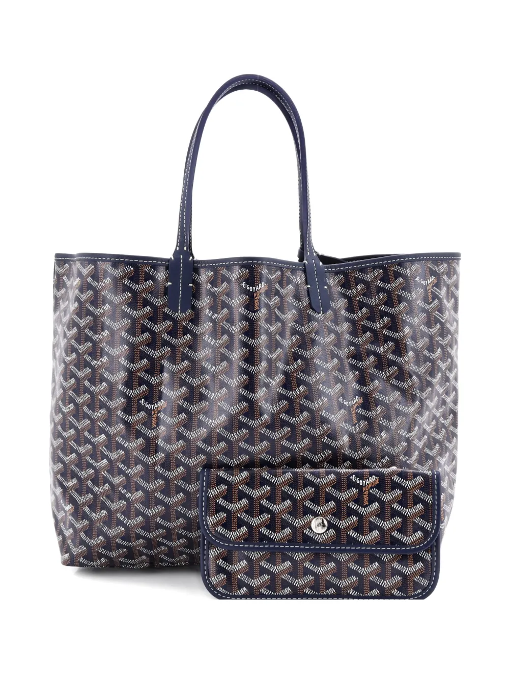 Pre-owned Goyard Saint Louis Coated Canvas Pm Tote Bag In Blue