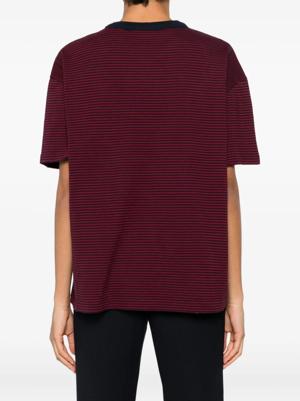 Prada T-shirt met gestreepte zak Rood