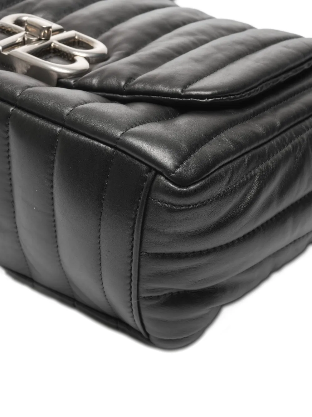 Pre-owned Balenciaga 2020-2025 Monaco Quilted Logo-plaque Shoulder Bag In Black