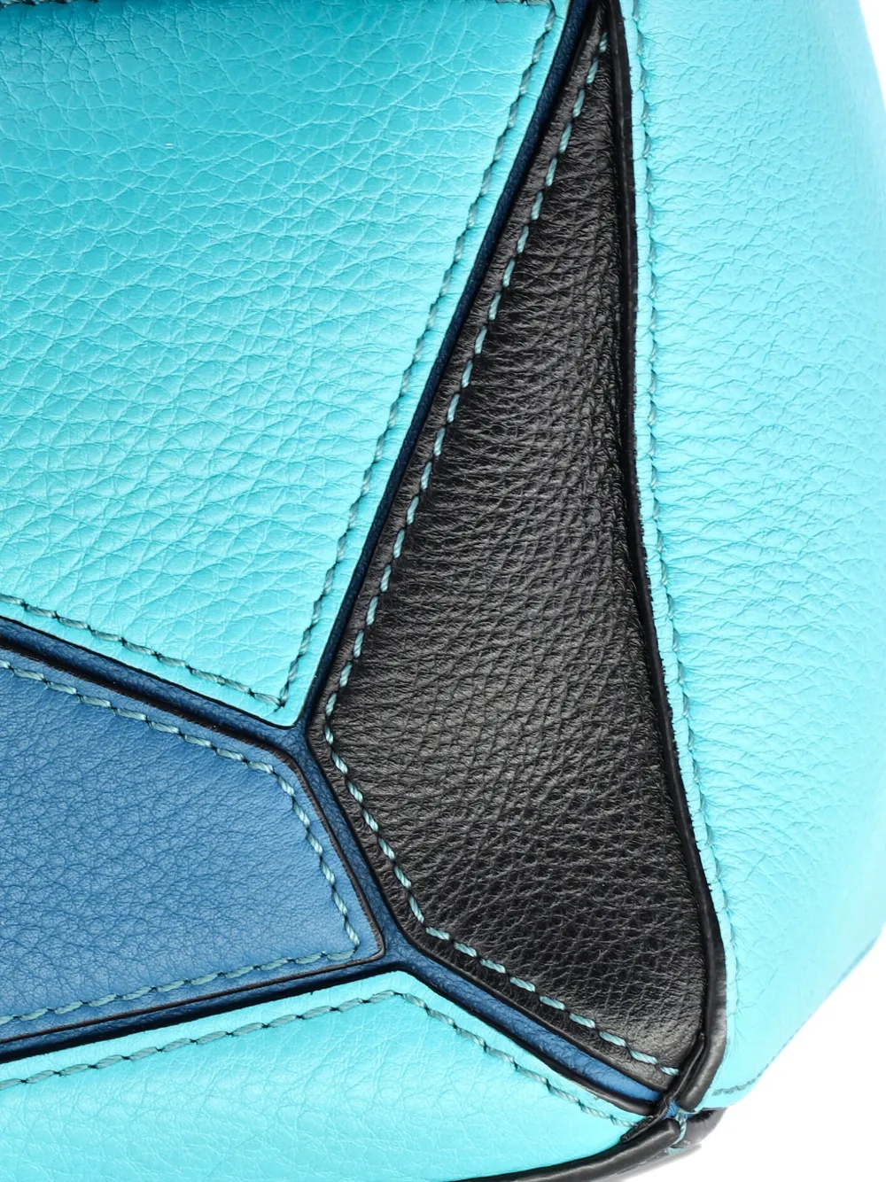 Pre-owned Loewe Puzzle Bag Leather Small Satchel In Blue