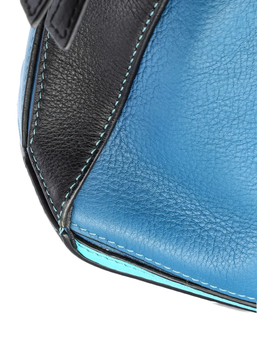 Pre-owned Loewe Puzzle Bag Leather Small Satchel In Blue
