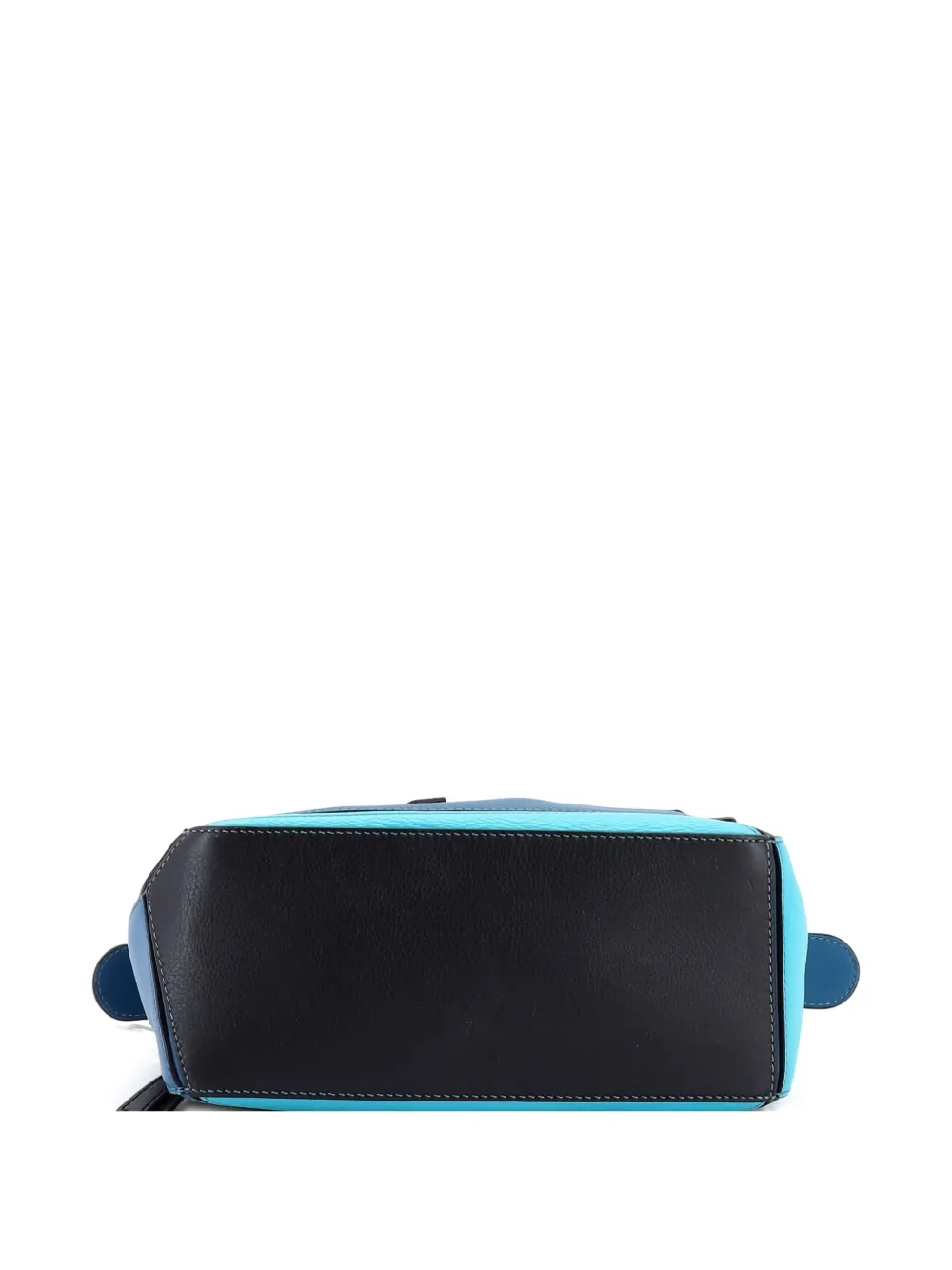 Pre-owned Loewe Puzzle Bag Leather Small Satchel In Blue