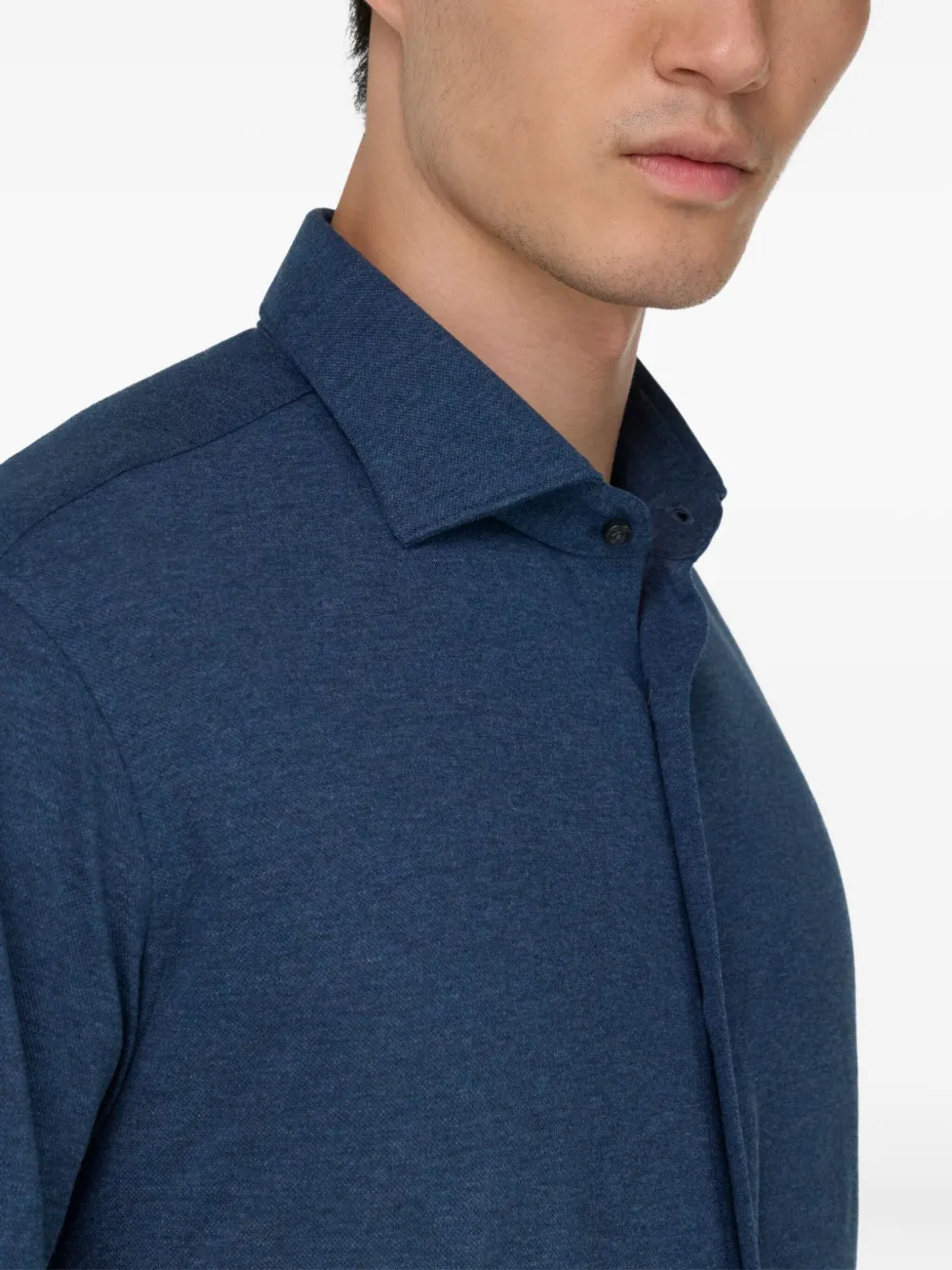 Boggi Milano Poloshirt met lange mouwen Blauw