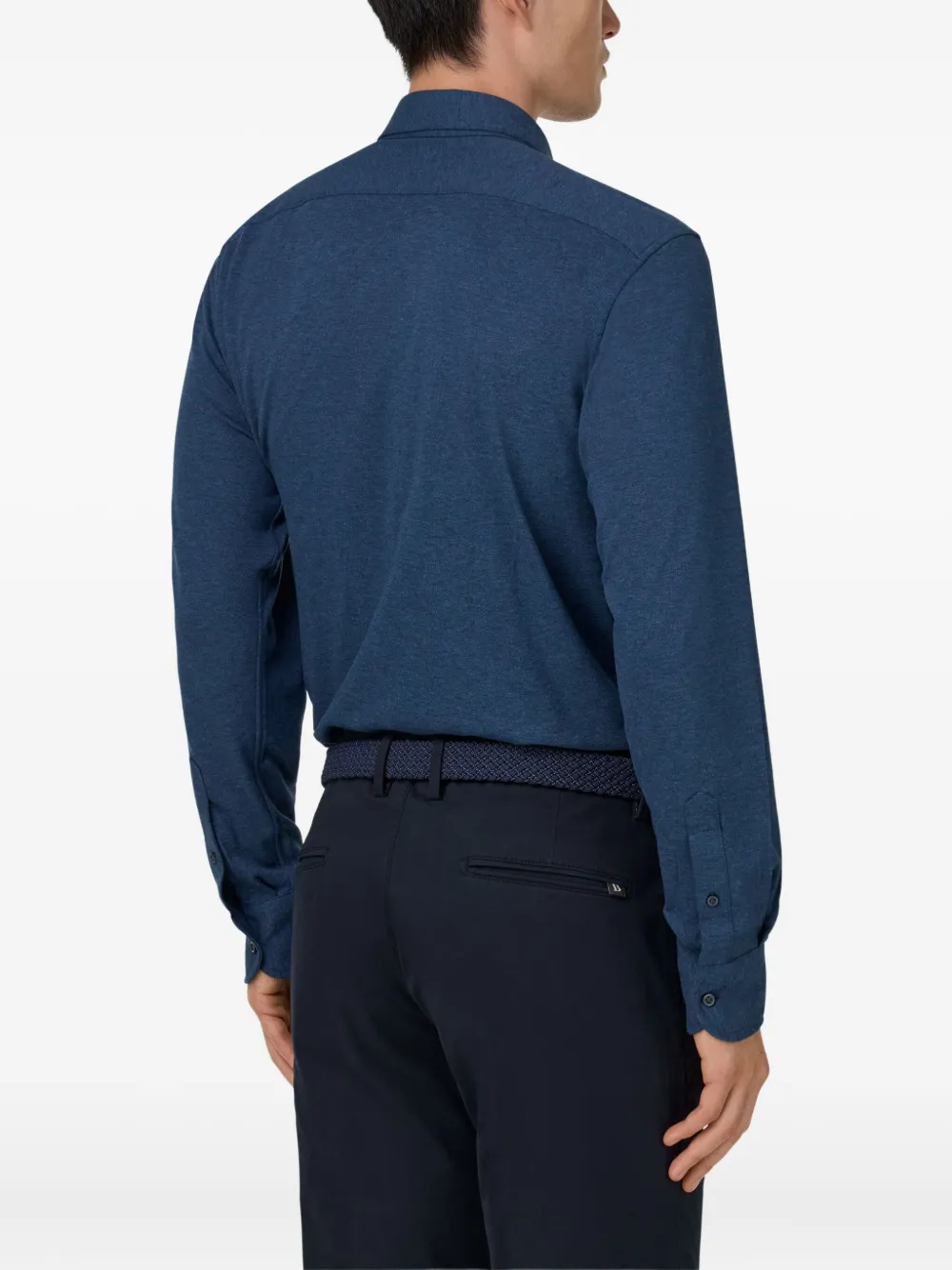 Boggi Milano Poloshirt met lange mouwen Blauw