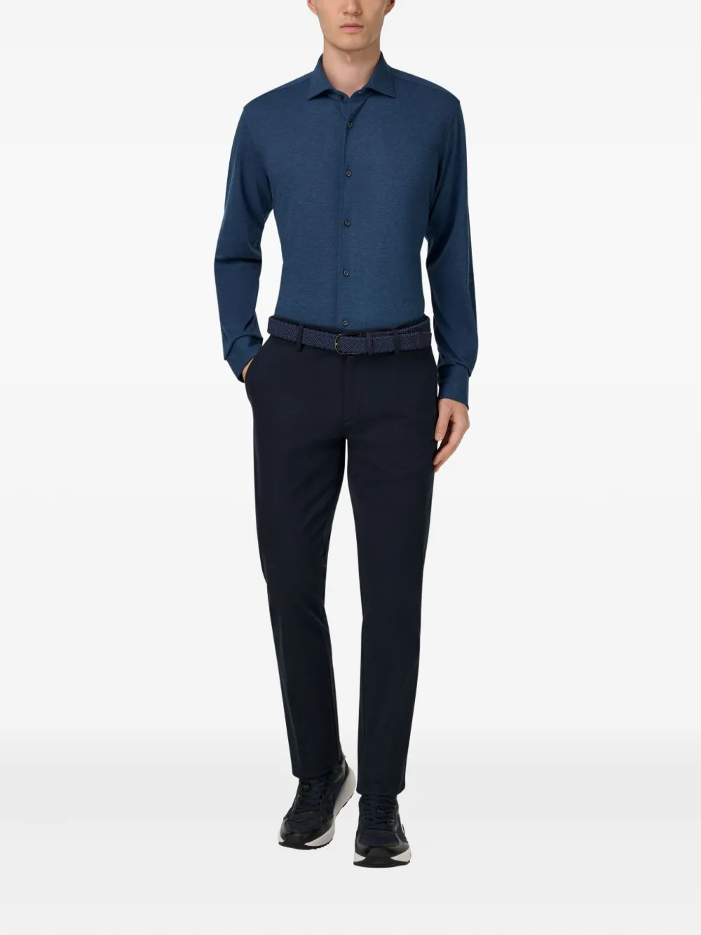 Boggi Milano Poloshirt met lange mouwen - Blauw