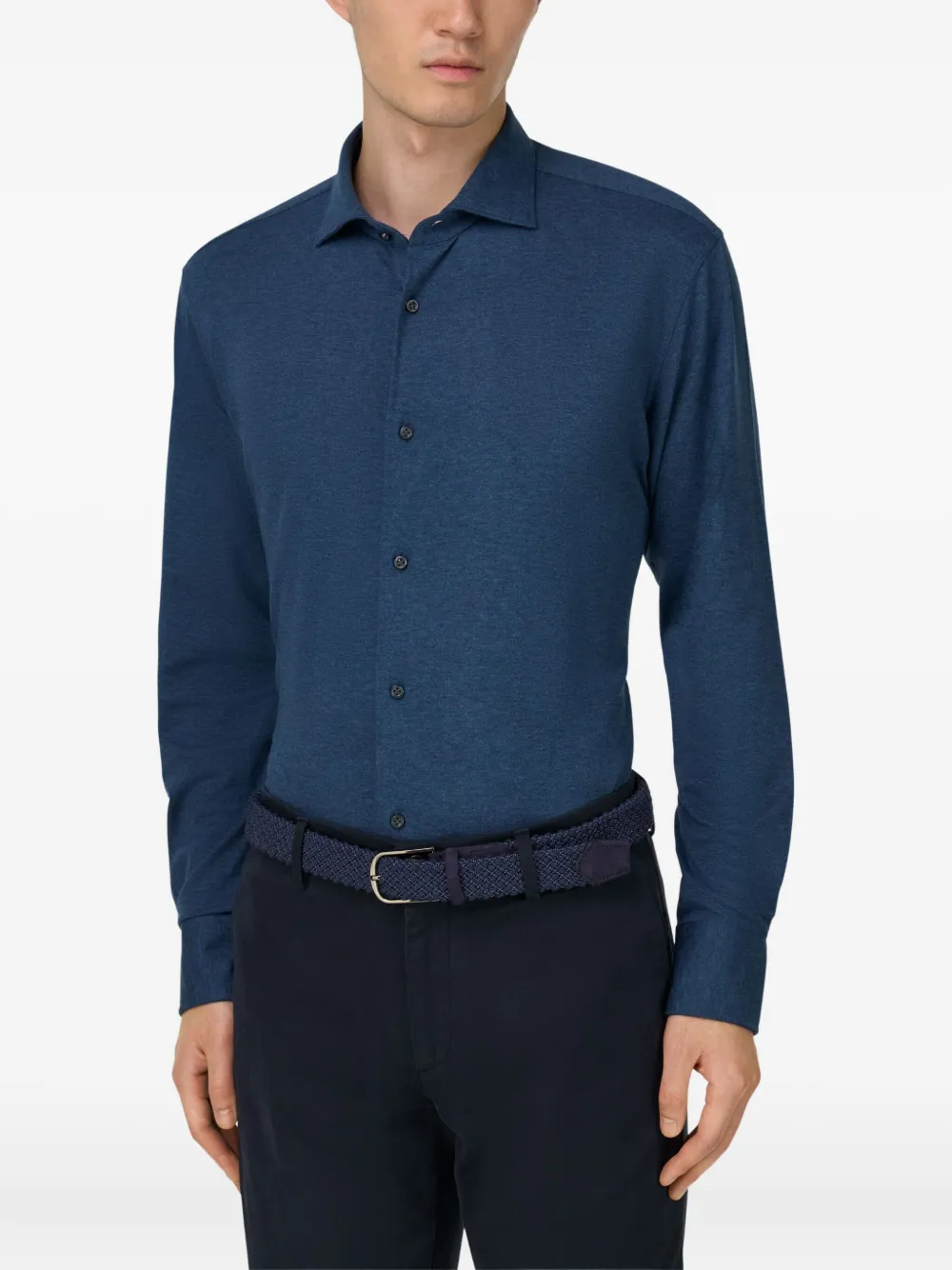 Boggi Milano Poloshirt met lange mouwen Blauw